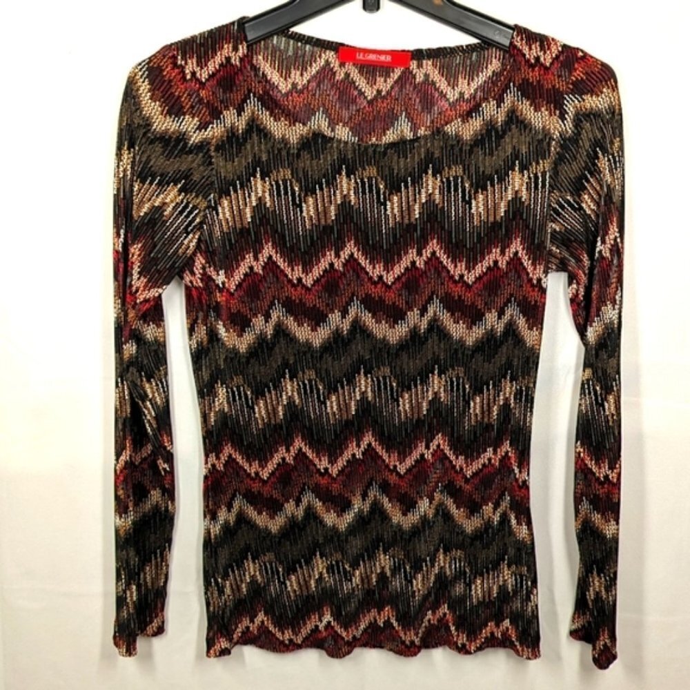 Le Grenier Long Sleeve Asymmetric Dark Color Top for Women size M
